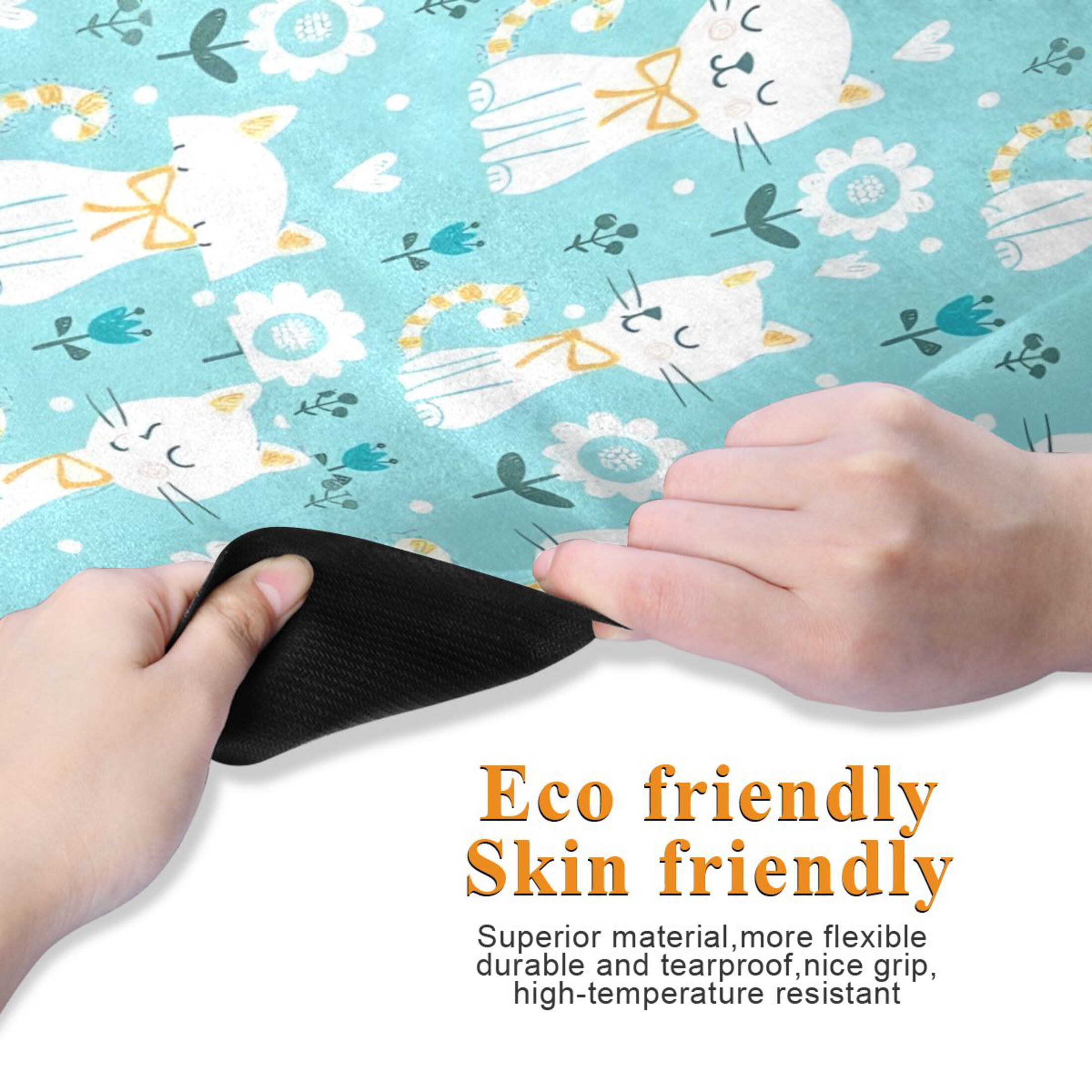 BZSMCE Yoga Mat Women Fitness Mat Flower White Cat Pattern