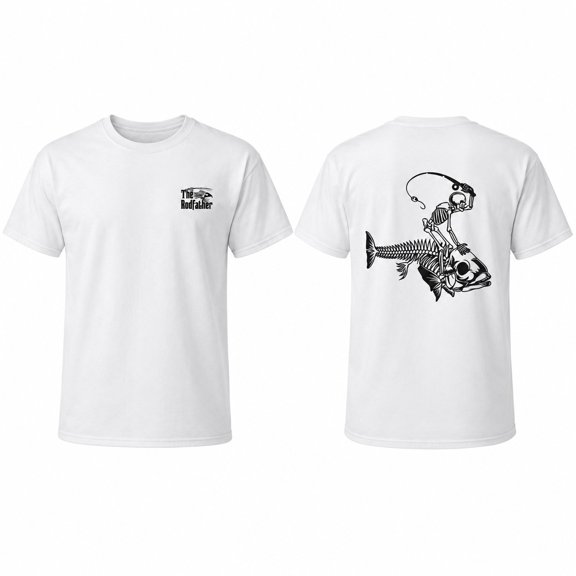 Men's Fishing Graphic T-Shirt, Short Sleeve Crewneck Tee, Front and Back Print