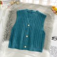thumbnail image 3 of serony Waistcoat Sleeveless Button Vest Casual Loose Top Solid Color Sweater Green, 3 of 6