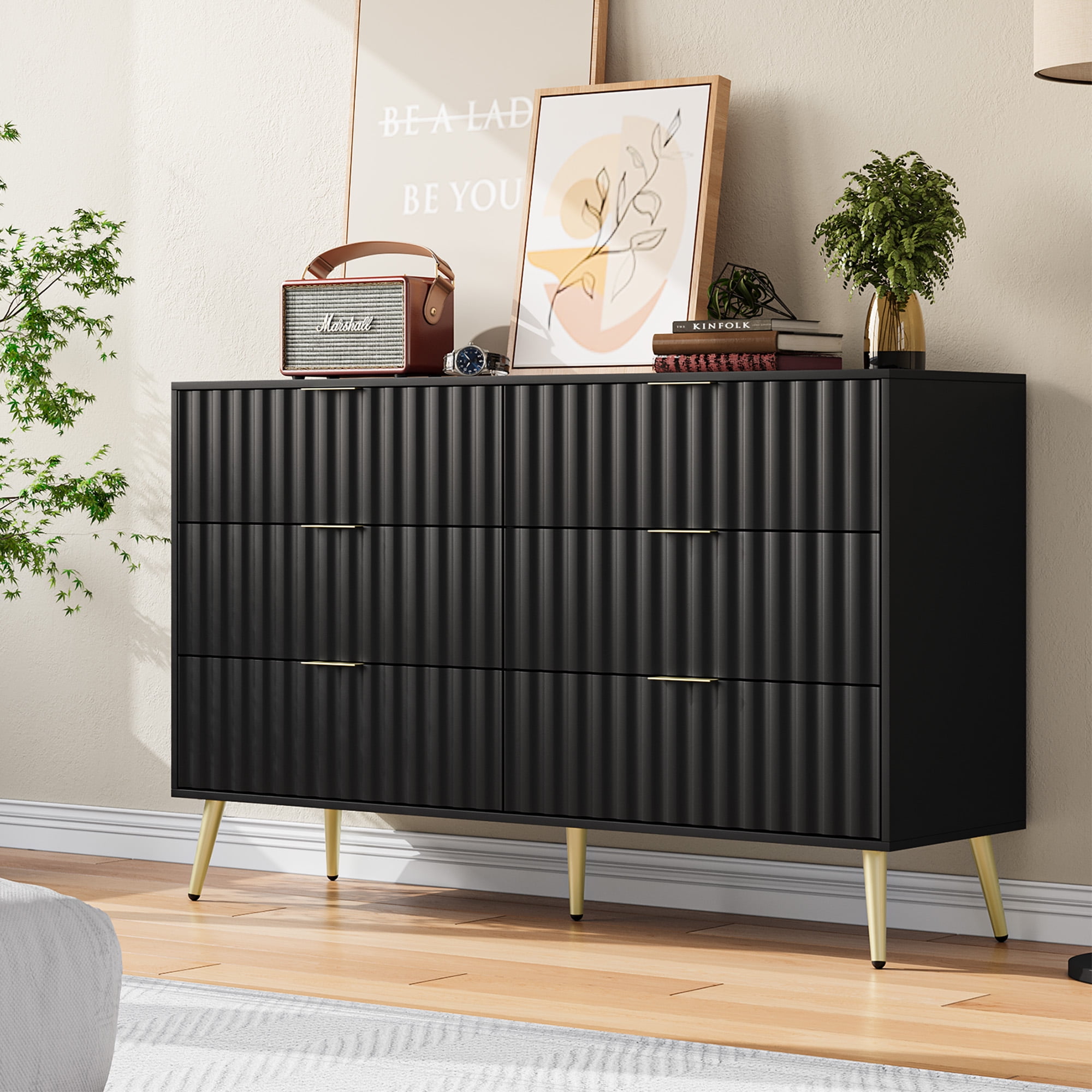 Finihen Modern 6 Drawer Dresser, Drawer Chest, Dresser Storage Cabinet, for Living Room, Bedroom, Hallway, Closet, Black Finihen Modern 6 Drawer Dresser, Drawer Chest, Dresser Storage Cabinet, for Living Room, Bedroom, Hallway, Closet, Black