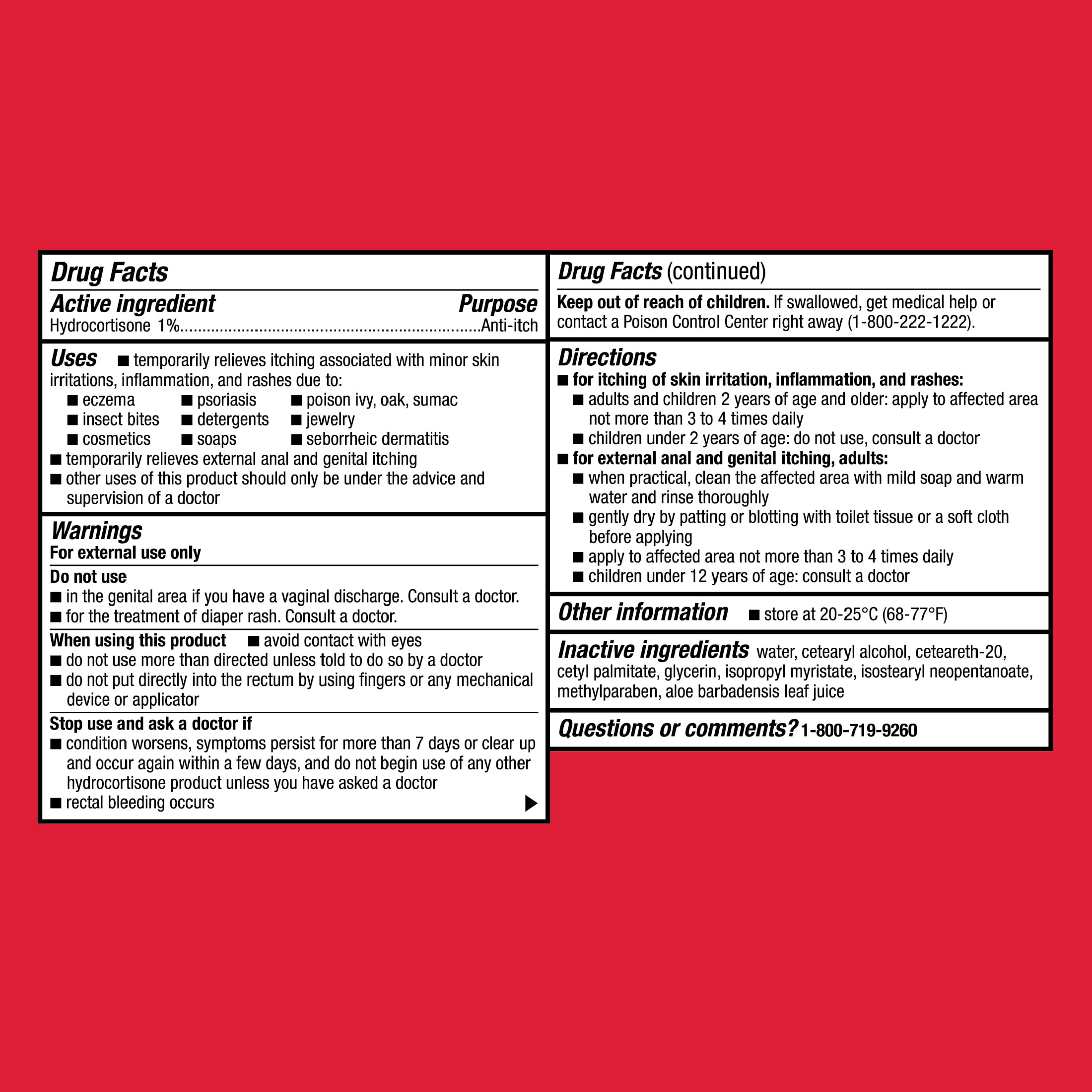 Equate Hydrocortisone 1% Anti-itch Cream with Aloe, Temporarily Relieves Itching ,1 oz