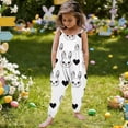 thumbnail image 4 of ITSAME Toddler Girls Jumpsuit, Spaghetti Strap Loose Fit Easter Bunny Print Holiday Casual Fashion Romper White 3T, 4 of 7