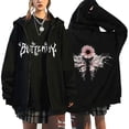 thumbnail image 2 of Sudadera con capucha y cremallera para mujer, jersey con estampado de mariposas, Top de manga larga con estampado de otoño a la moda, 2 of 4