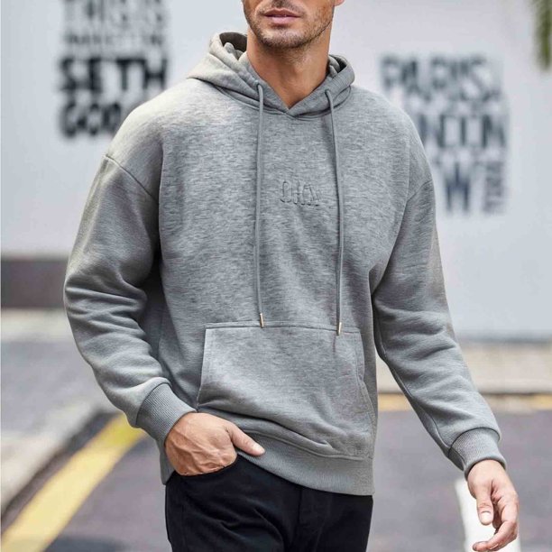 Sudadera con capucha para hombre, color liso, deportiva, de moda, holgada, con cremallera, cordón, bolsillo, manga larga, blusa de poliéster.
