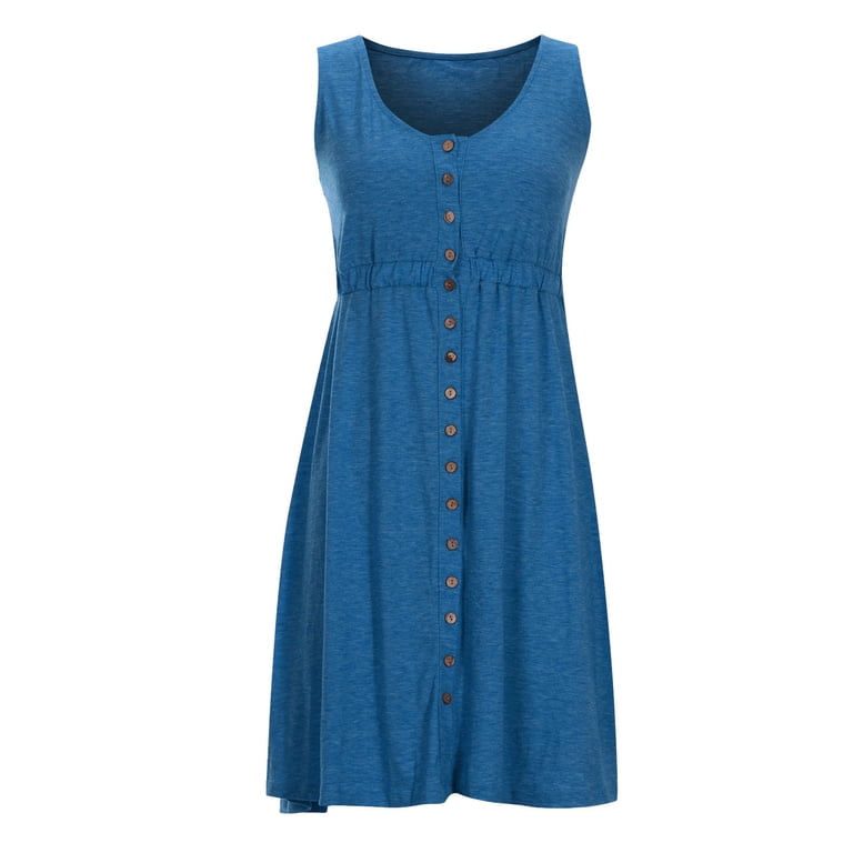 Fesfesfes Spring Dresses for Women Low Cut Boat Neck Buttons Dress Casual Solid Color Waist Tighten Vest Dress Sleeveless Tank Dress - Walmart.com Fesfesfes Spring Dresses for Women Low Cut Boat Neck Buttons Dress Casual Solid Color Waist Tighten Vest Dress Sleeveless Tank Dress - Walmart.com