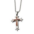 thumbnail image 1 of Collier Croix en Acier Inoxydable Marron Plaqué Diamant 24 Po, 1 of 3
