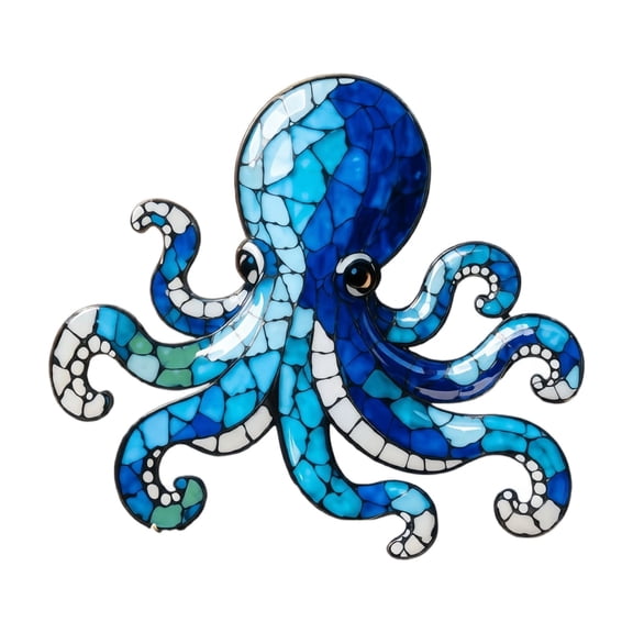 Home Decorations, Beach Decorations for Home, Nautical Decor for Home, Small Shelf Decor, 6X6 Inch Mosaic Blue Octopus Figurine for Tabletop, Display Shelf and Window Sill