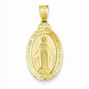 14K Yellow Gold Blessed Virgin Mary Miraculous Medal Oval Pendant Charm