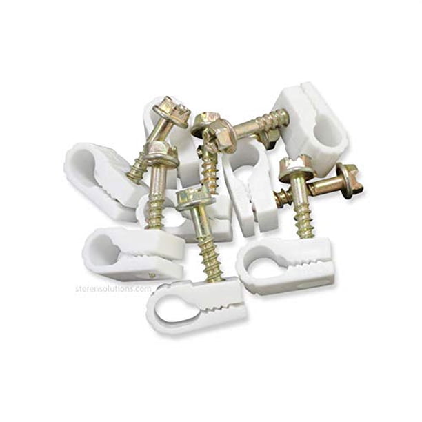 Clips para cables coaxiales STEREN Grip-Clip, color blanco, paquete de 200