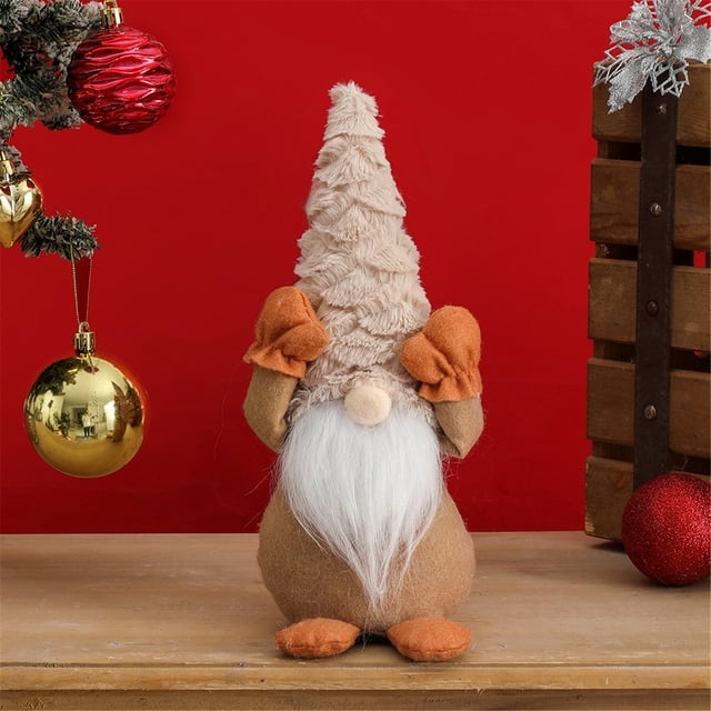 Adornos navideños, muñecos decorativos, adornos navideños, anciano sin rostro levanta su mano muñeca, decoraciones de ventanas caqui Wmkox8yii fhajkh2883