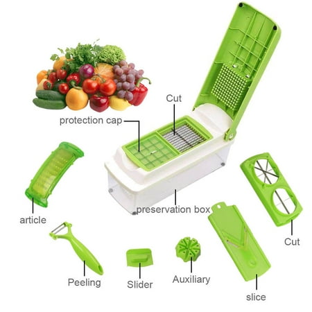 - YXwin Vegetable Chopper Veggie Slicer With 11 Parts Multifunction Chopper Dicer Can Slice Shred Cube Mince Peel Chop For Food Onion Apple Salad Egg Garlic Cheese Tomato, Green