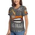 thumbnail image 5 of Yiaed I Like Big Digger Print Women's T Shirt V-Neck Short Sleeve Shirt Casual Breathable Tee Summer Tops-3X-Large, 5 of 5