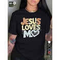 thumbnail image 1 of Heart JESUS LOVES ME pure cotton Women's T-shirt comfort fit Tee For Adult, Men, Women, Teen, Teenager, Adolescent, Youth, 1 of 6