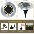 thumbnail image 5 of Luces solares para suelo, diseño mejorado, luces solares para exteriores para patio, pasarela, iluminación de paisaje resistente a la intemperie (blanco cálido, paquete de 8), 5 of 5
