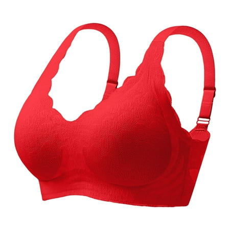 Riforla Women s Comfortable and Sexy Transparent Shoulder Strap Cordless Backless Spongeless with Convertible Shoulder Straps Sports Bras for Women Red XXL