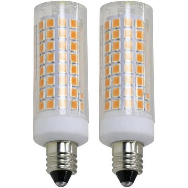 HUGFEG E11 LED Bulbs Beads Lighting 110-130V 8W Corn Light 90 LED Beads 2835 SMD Double Contact Bayonet Base Flicker Free Halogen Replacement Bulb Cabinet Light Kitchen Light (Warm White, UA824-4254