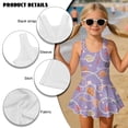 thumbnail image 4 of FOR U DESIGNS Girls' Sleeveless One-Piece Swimsuit Sleeveless Bathing Suit Swimwear Skirted Bathing Suit for 3-13 Years, Seashell Beaded Necklace, 4 of 7