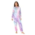 thumbnail image 5 of 1 Piece Adult Onesie Pajamas Cozy & Loose-Fit Sleepsuit Loungewear with Pockets Pastel Pink Marble Texture Medium, 5 of 7
