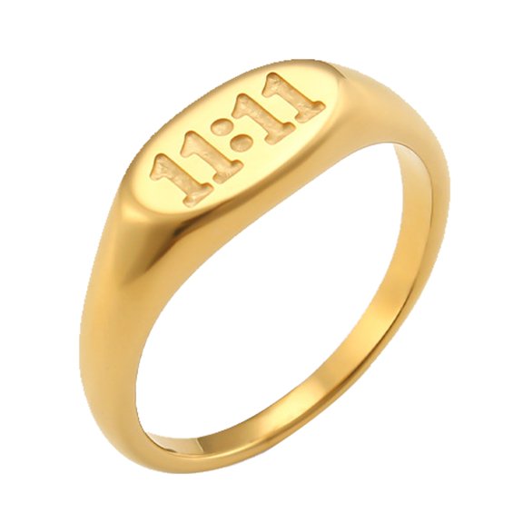 Rings For Teen Moissanite Full Eternity Band Women Rose Gold Toe 11:11 Angel Number Signet Ring Water Proof Non Tarnish Gift For Her Valentine