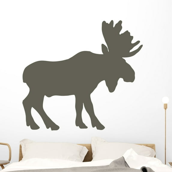 Brown Moose Silhouette Wall Decal by Wallmonkeys Peel and Stick Graphic (48 in W x 44 in H) WM111480