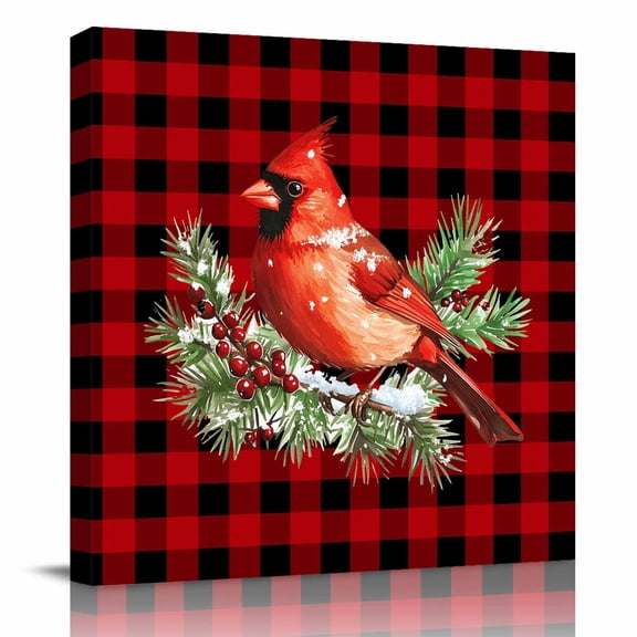 Canvas Print Wall Art Oil Paintings Winter Christmas Berries Bird Picture Prints Artwork for Living Room Kitchen Bathroom Bedroom