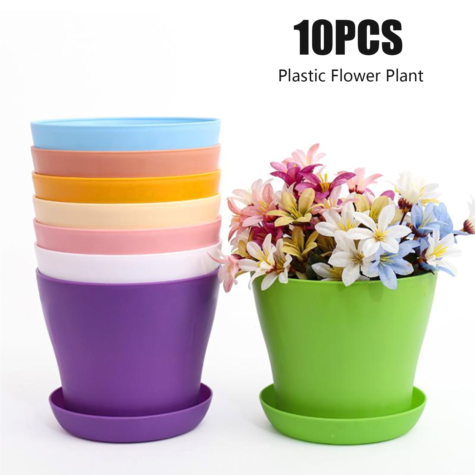 Modern Decorative Flower Pot 10pcs 6" Self Watering Planters Plastic Plant Pot Modern Decorative Flower Pot 10pcs 6" Self Watering Planters Plastic Plant Pot