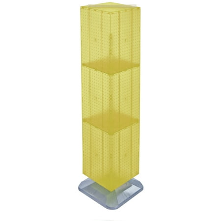 

Azar Displays 701464-YEL Yellow Four-Sided Pegboard Tower Floor Display on Revolving Base. Spinner Rack Stand. Panel Size: 14 W x 60 H