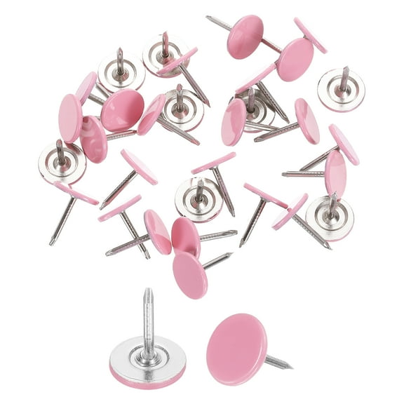 30Pack Push Pins, 11mmx13mm Round Flat Head Decorative Thumb Tacks, Pink