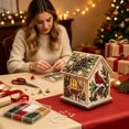 thumbnail image 6 of Christmas House Shaped DIY Diamond Art Hanging Ornament, VVQ Handmade Xmas Candy House Kit with Wooden Base Rhinestones for Decor, 6 of 7