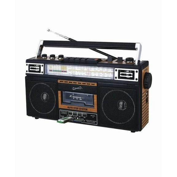 Supersonic SC-3201BT Bluetooth Cassette USB Boombox 4-Band Radio