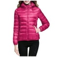 thumbnail image 5 of Ierhent Womens Puffer Jacket 2024 Winter Warm Packable Lightweight Down Jacket Slim Fit Hooded Jacket Short Down Coat for Travel(Hot Pink,4XL), 5 of 6