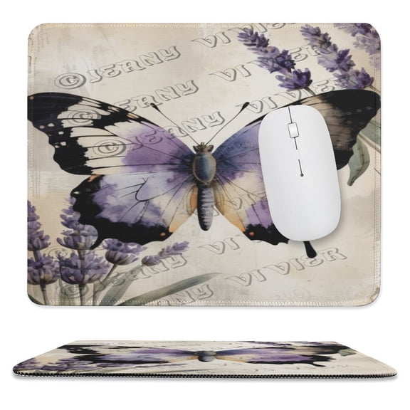 Purple Lavender And Butterfly Gaming Mouse Pad Custom, Mouse Pads for Wireless Mouse Desk Accessories, Mouse Pads for Desk,Stitched Edge Mousepad with Non-Slip Rubber Base 10"x12"