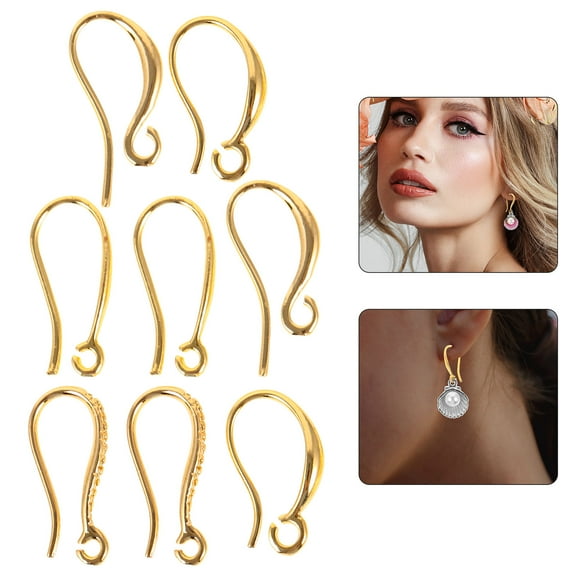 ULTNICE 8pcs Findings for Jewelry Making Earring Hooks Golden Alloy Safe for Ears for Women