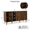thumbnail image 6 of Subrtex Mid-Century Modern TV Stand Entertainment Center for TVs up to 60", Walnut Finish Wooden TV Media Console with Sliding Doors & Adjustable Storage Shelves for Living Room & Bedroom, 6 of 7