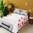 thumbnail image 3 of Ambesonne Tree Fitted & Top Sheet Set with Shams, Heart Romance Love Art, Black Red White, 3 of 5