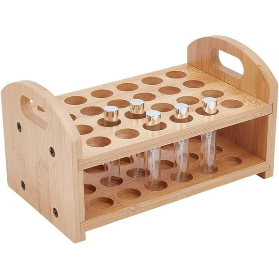 Rollerball Perfume Organizer 24 Spaces Wooden Perfume Storage Holder Beauty Scent Storage Makeup Lipgloss Lipstick Display Case Dresser Organizer for Bedroom Vanity Shelf Countertop