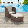 thumbnail image 1 of vidaXL Garden Chair with Stool Poly Rattan Brown, 1 of 5