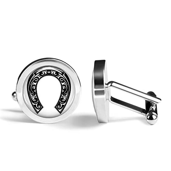Horseshoe Cufflinks Equestrian Horse Cuff Links (Angled Edition)