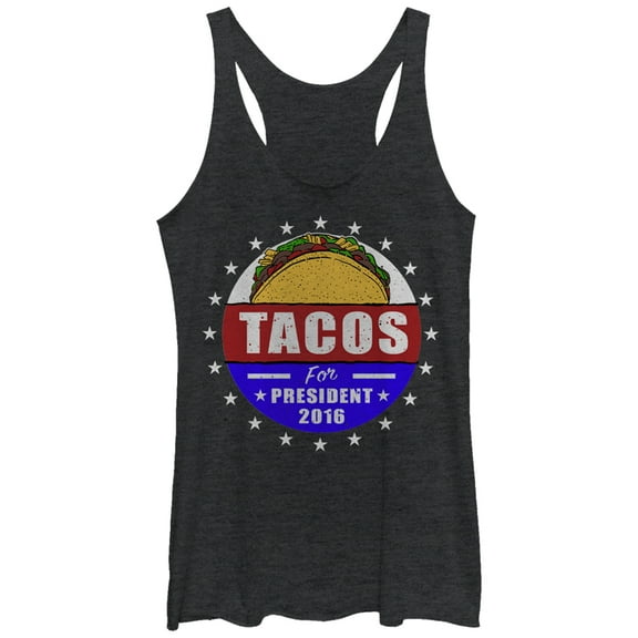 Women's Lost Gods Election Tacos for President 2016  Racerback Tank Top Black Heather Small