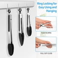 thumbnail image 3 of 3 Pack Stainless Steel Food Cooking Tongs Locking Kitchen Set For Bbq & Grilling, 3 of 6