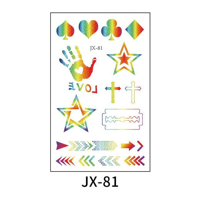 Pegatinas de tatuajes brillantes con degradado de color para la cara, mariposas arcoíris para niños, pegatinas temporales impermeables para el sudor