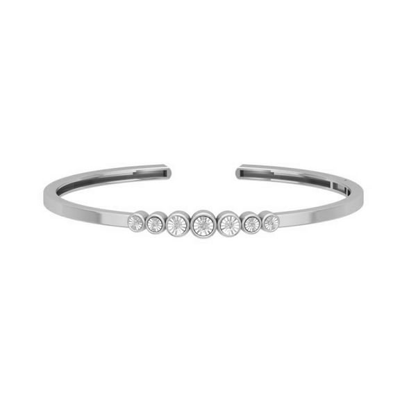 ARAIYA JEWELRY Sterling Silver Diamond Bangle Bracelet (1/4 Cttw, I-J/ I2-I3), 7"