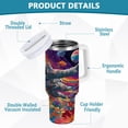 thumbnail image 4 of 40 oz Insulated Stainless Steel Tumbler Double Wall Stainless Steel Tumbler with 2-Way Drinking Colorful Flowers and Planets, 4 of 9