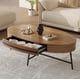 thumbnail image 2 of QinaQin Mesa de centro ovalada de 47.2 pulgadas con cajón, diseño mid century de madera con espacio de almacenamiento y patas metálicas cruzadas para sala, 2 of 7