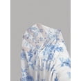 thumbnail image 6 of Blue And White Vintage Floral Print Asymmetrical Hem Ruched Waist Flowy Skirt For Women, 6 of 6
