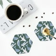 thumbnail image 4 of Lsque Beautiful Whales Pattern 4" Drink Coasters Set of 4, PVC Leather Absorbent Coasters, Table Coaster Set Decorative Coffee Cup Coasters Housewarming Gift -Hexagon, 4 of 6