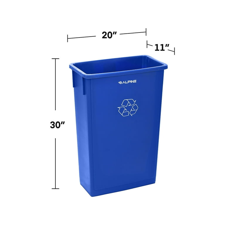 Alpine Industries Polypropylene Commercail Indoor Trash Can with Slotted  Lid 23-Gallon Blue 2/Pack