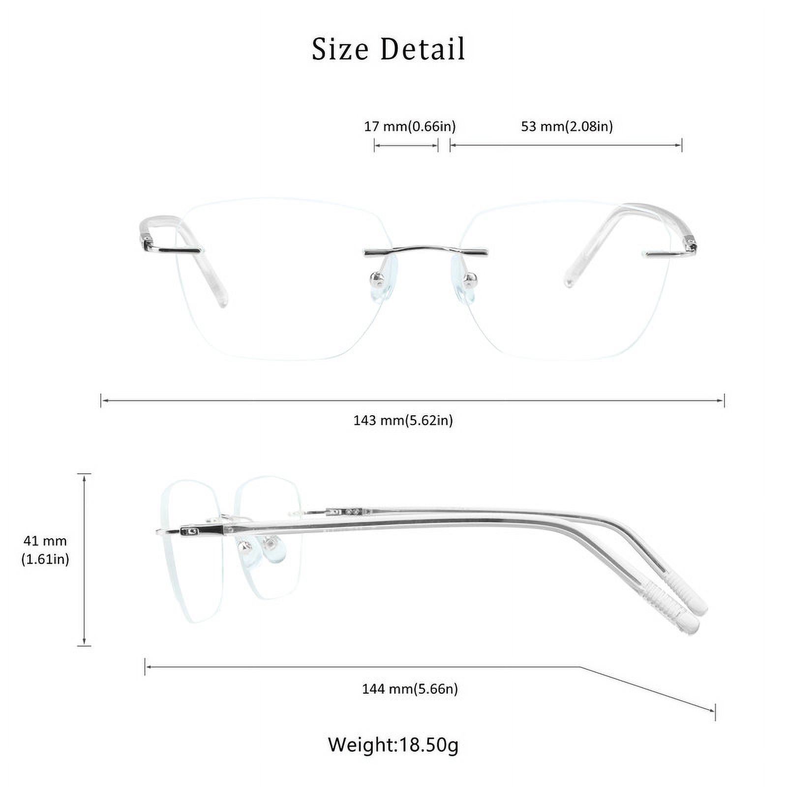VisionGlobal Metal Readers for men/women Blue Light Blocking,Hand-set Diamond Fashion Square Glasses (Clear Clear, +1.50 Magnification)