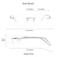 thumbnail image 3 of VisionGlobal Metal Readers for men/women Blue Light Blocking,Hand-set Diamond Fashion Square Glasses (Clear Clear, +1.00 Magnification), 3 of 5