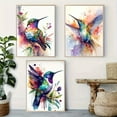 thumbnail image 4 of Set of 3 Bohemian Style Hummingbird Canvas Art Prints, Watercolor Birds Wall Decor, Unframed Modern Abstract Artwork for Living Room, 4 of 4